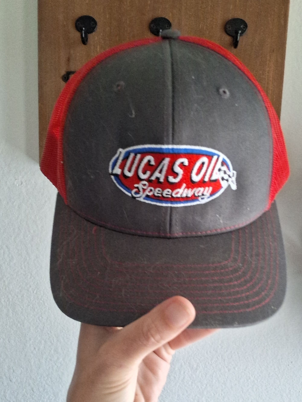 Richardson Lucas Oil Speedway Gray & Red Trucker Hat